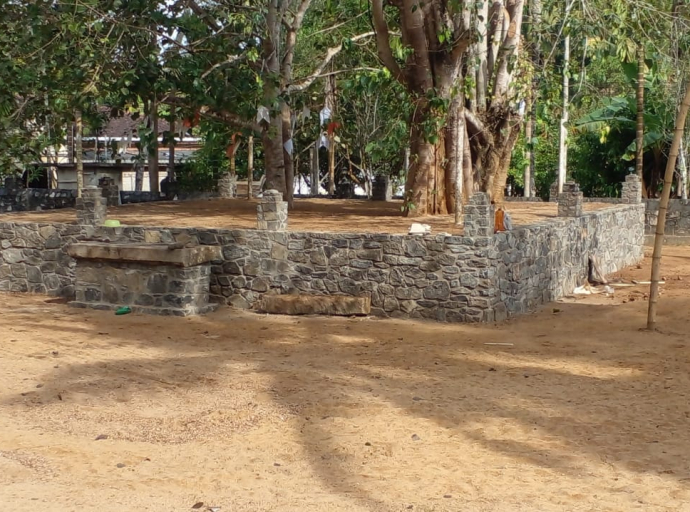 Conservation of the ancient wall of Bodhi at Viharegama Rajamaha Vihare